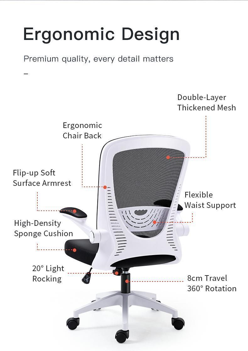 Armrest Rolling Modern MID Back Lumbar Support Commercial Furniture Mesh Staff Task Desk Office Chair for Meeting Room