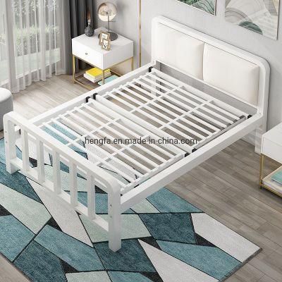 Modern Bedroom Furniture Upholstered Stainless Steel Foundation Double Bed