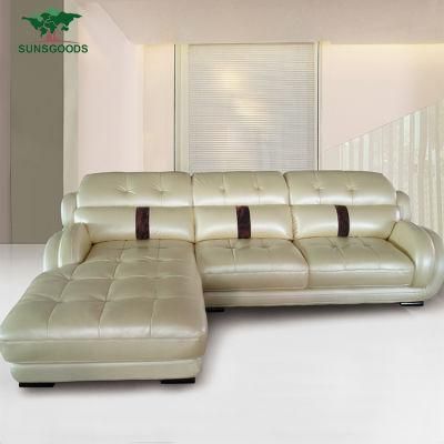 American L Shape Sectional Modern Leisure Hotel Genuine Leather Corner Furniture Sofa Set