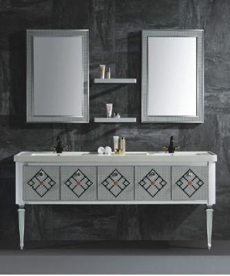 Double Sinks Stainless Steel Bathroom Cabinet Floor Standing
