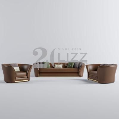 Leisure Wooden Home Living Room Furniture Set Modern European Style Italian PU Leather Corner Sofa