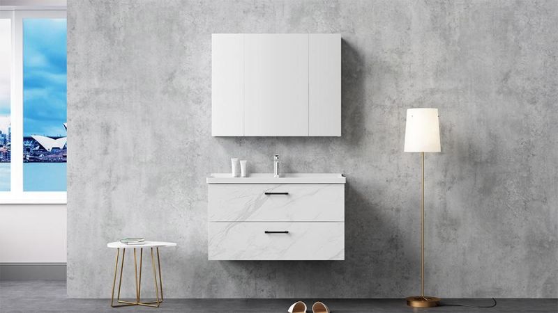 Small Single Sink Hotel Modern White Bathroom Hanging Vanity