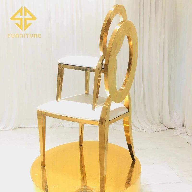 Shining Gold O Back Stainless Steel Dining Chair for Kids Hotel Furniture Children Chair