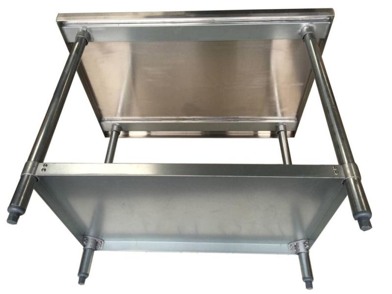 2 Layers Round Tube Galvanized Work Table for Kitchen Using