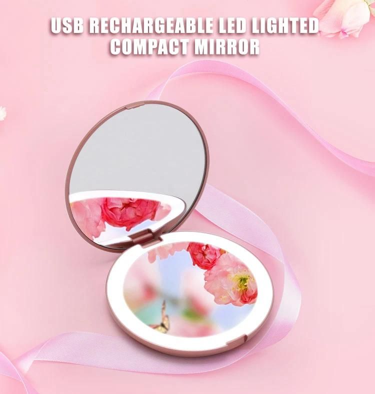 High Definition Foldable Pocket Mirror Rechargeable 1000mAh Battery Inbuilt Glass Mirror