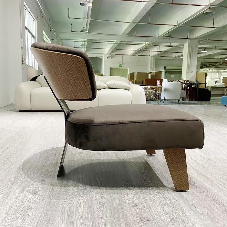 Living Room Chair Wood Leisure Chair Hotel Modern Fabric Chairs Furniture with Stainless Steel Wood Base