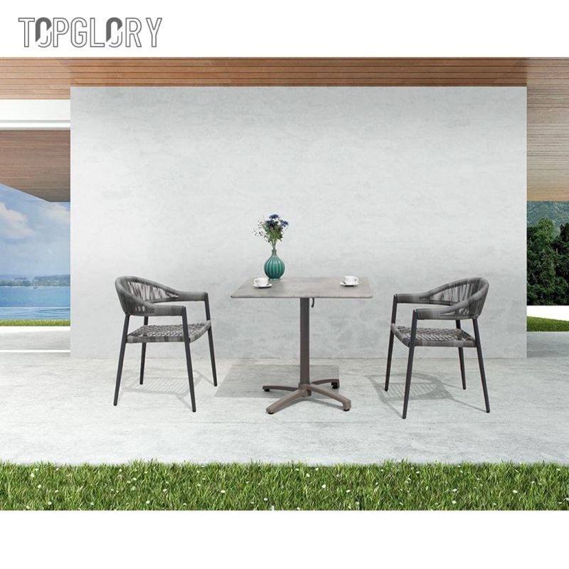 Modern Commercial Restaurant Aluminum Outdoor PE Round Rattan Weaving Dining Chair