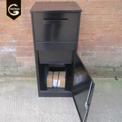 Coated Black Floor Drop Parcel Receiver Metal Case Mailbox -0418L