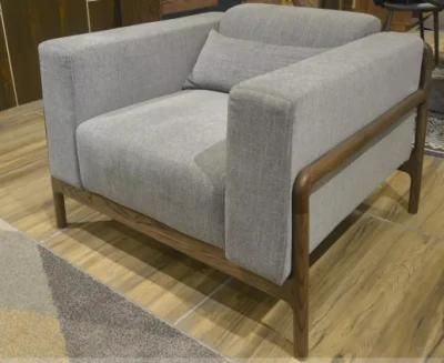 Customized 1-Seater/Single Seat Solid Wood Leisure Armrest Fabric Sofa