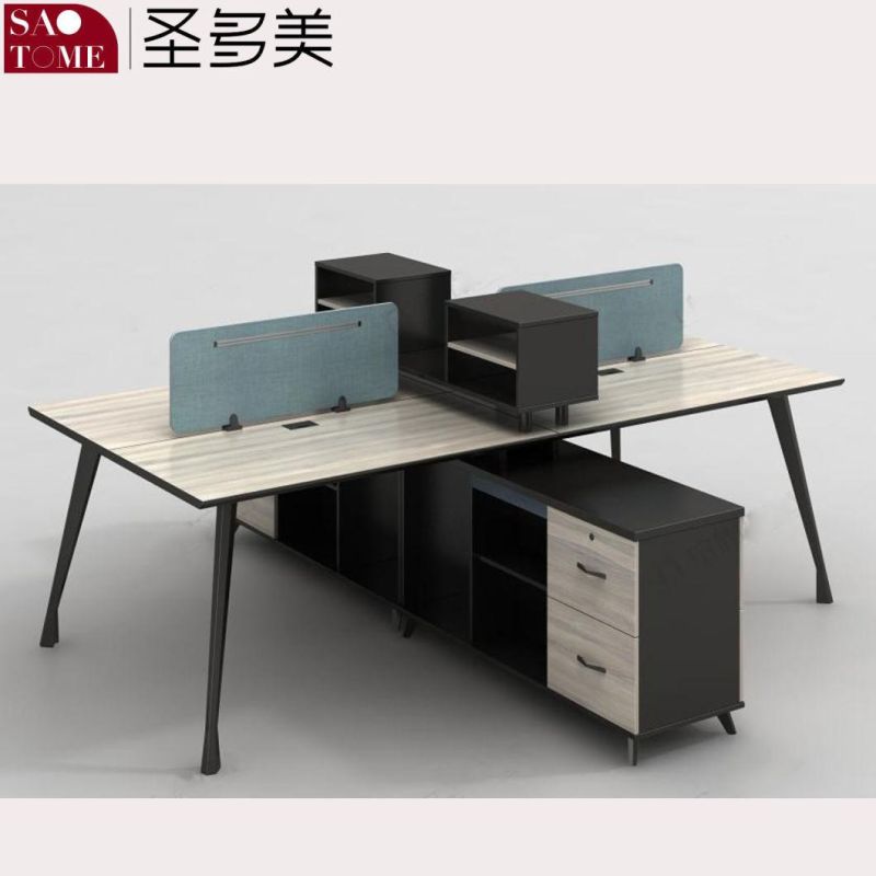 Modern Minimalist Office Furniture with Sideboard Four-Person Desk