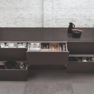 Customized Free Design Modern Style Matt Lacquer Black PVC Kitchen Furniture