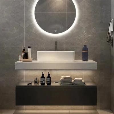 Rock Plate Bathroom Cabinet with Round Mirror