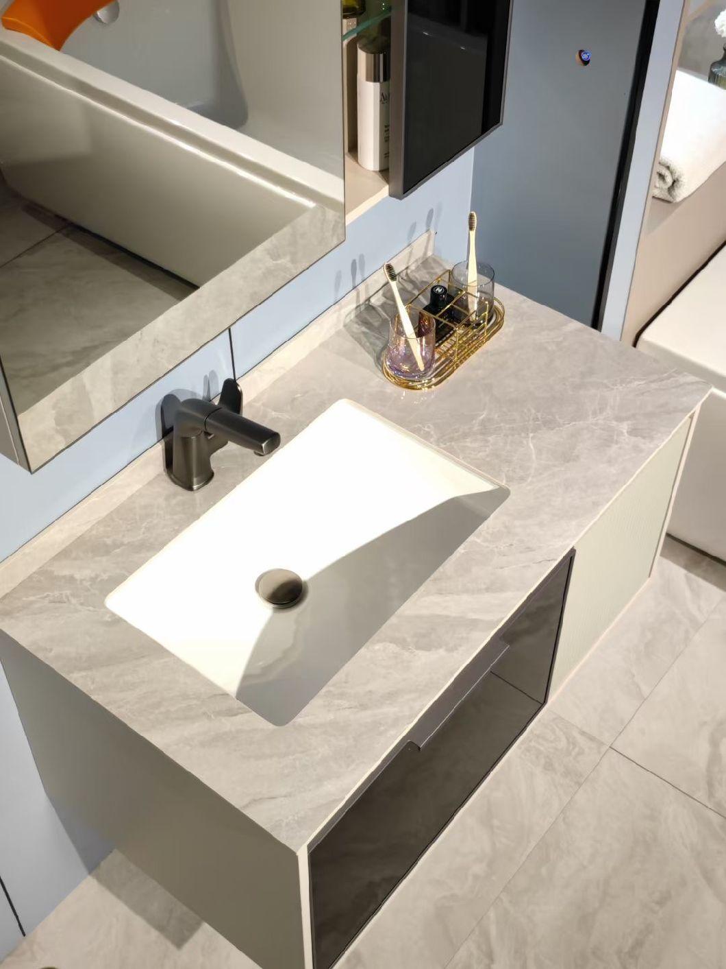Modern Bathroom Vanity Cabinet with Mirror, Rectangle Sink Cabinet