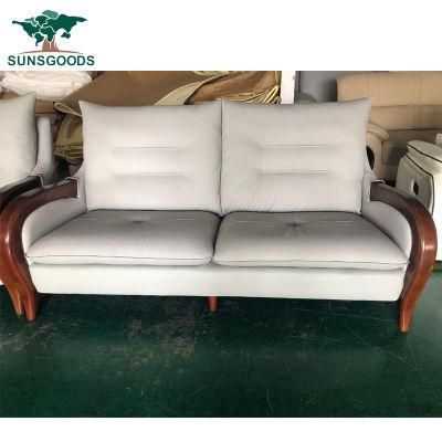 Chinese Top Grain Leather Living Room Sofa Chaise Sectional Wood Frame Corner Leather Living Room Furniture
