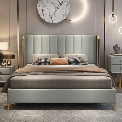 Leather Bed Modern Minimalist Master Bedroom Double Bed Leather Soft Bed Storage Italian 1.8m Bed