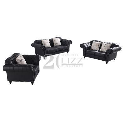 Modern Home Living Room Chesterfield Furniture Genuine Leather Sofa