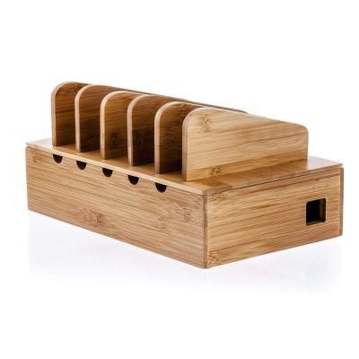 Natural Bamboo Charging Station Rack for Smartphones and Tablets