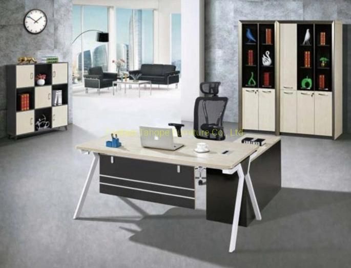 Modern Melamine Executive Desk Office Furniture Table Iron Leg