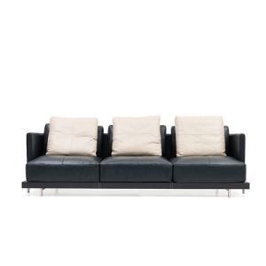 Good Quality Modern Design Luxury Black Leather Sofa with Metal Frame