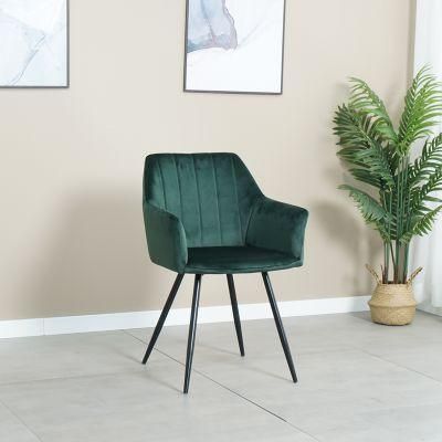 Modern Luxury Indoor Living Room Restaurant Furniture Armrest Colorful Velvet Dining Chair
