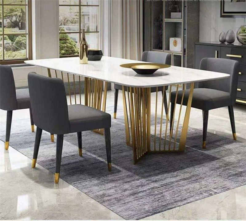 Customized Hot Sale Dubai Golden Corner Dining Table and Chair Sets for Living Room