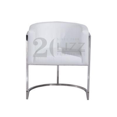 Hot Selling Modern Simple Home Furniture Silver Metal Leg White Fabric Dining Chair for Restaurant