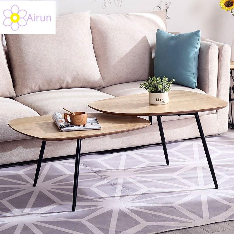 Home Furniture Wholesale Living Room Custom Modern Wood Tea Table Metal Frame Wooden Top Coffee Table