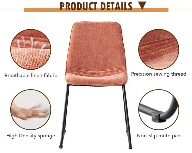 Nordic Cheap Price Indoor Furniture Fabric Dining Chair with Black Legs Dining Chair