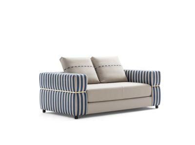 Italian Modern High Quality Stainless Steel Fabric Genuine Leather Fabric Living Room Sofa Ls012