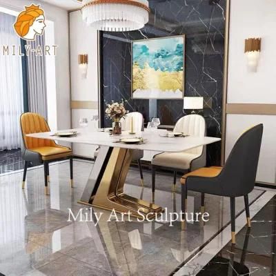 Modern Custom Indoor Home Decor Marble Table &amp; Stainless Steel Legs