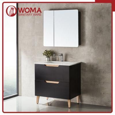 Woma 31.5 Inch Solid Wood Black Color Bathroom Cabinet (W1009)