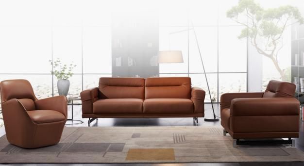 Zode European Style Modern Brown Leather Home Chair Sofa