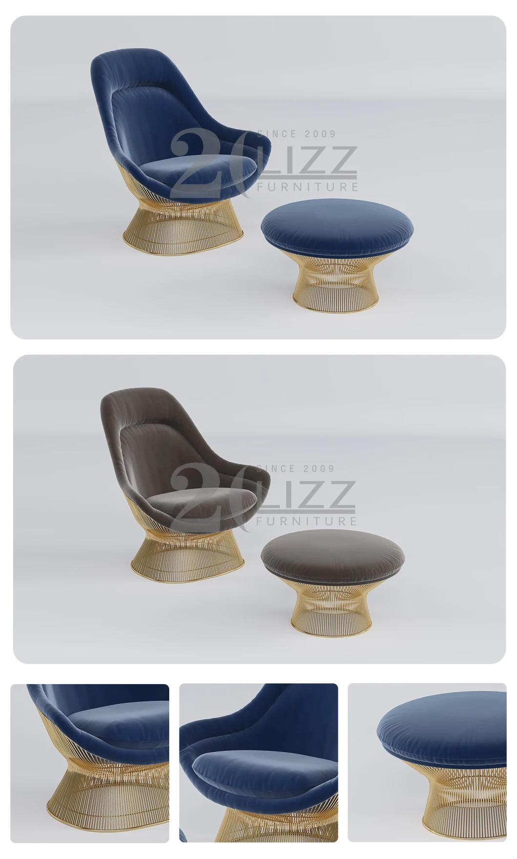Unique Design Modern Living Room/Bedroom Furniture Leisure Sofa Chair with Golden Steel Feet