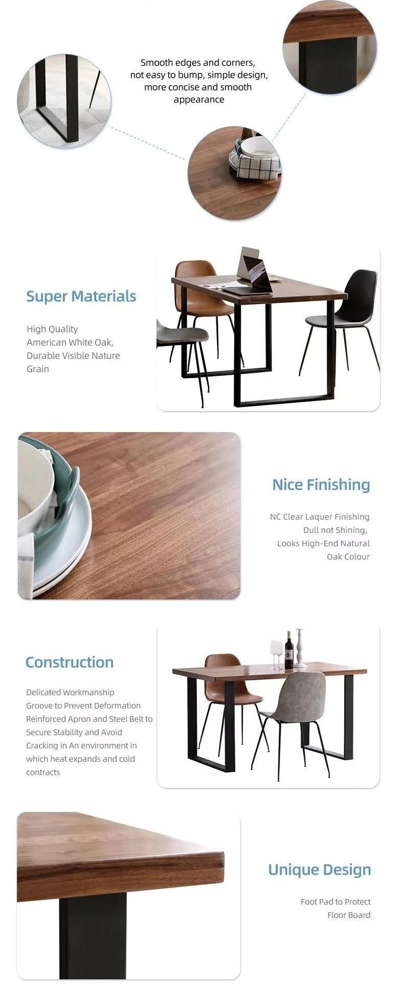 Furniture Modern Furniture Table Home Furniture Wooden Furniture Modern Industrial Style Loft Chair and Walnut 4 Seater Wood Top Iron Legs Dining Table