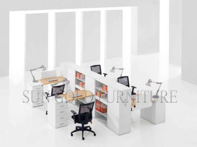 (SZ-WSL313) Four Person Wooden Desk Modular Office Partition with File Cabinet
