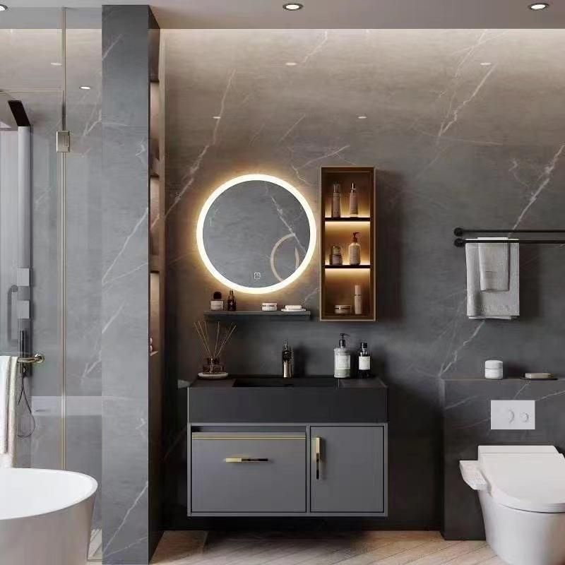 Light Luxury Rock Plate Bathroom Cabinet Modern Simple Wash Face Hand Basin Cabinet Intelligent Mirror