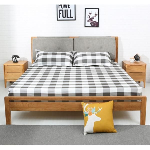 Small Apartment Modern Comfortable Soft Package Solid Wood Bedroom Double Bed