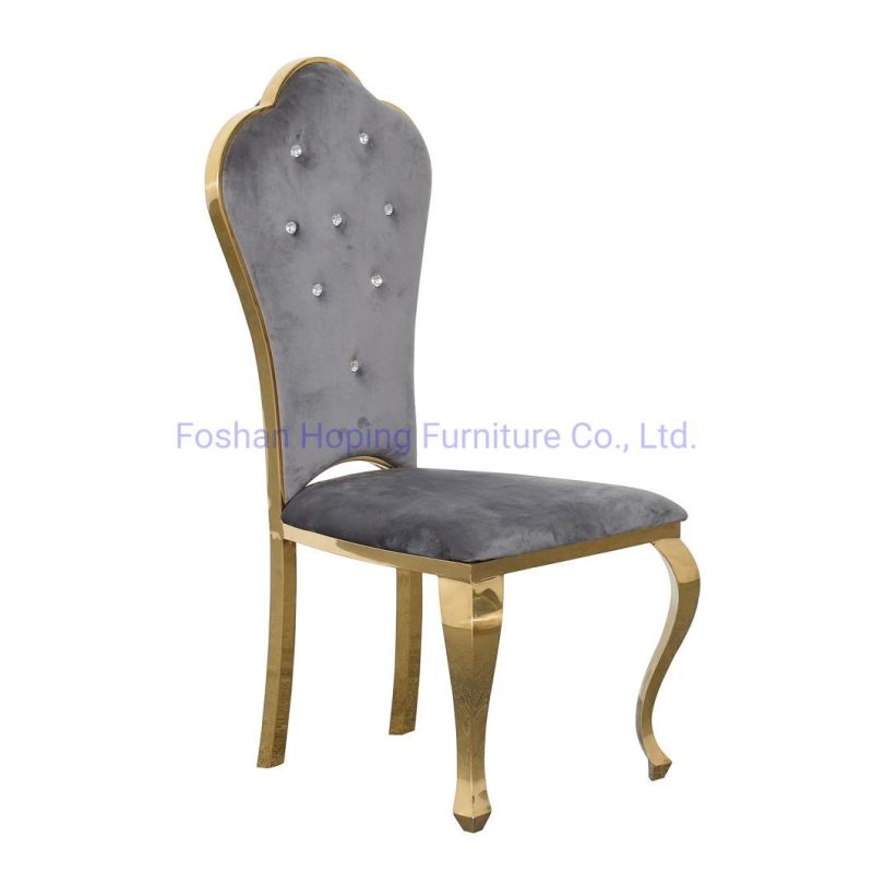 Hotel Banquet Grey Velvet and White Marble Top Wedding Table Wedding Decor Restaurant Room Table and Chair Dining Chair