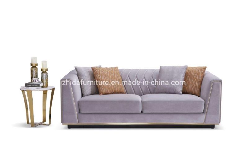 Zhida Foshan Wholesale Contemporary Luxury Home Furniture Hotel Villa Living Room Blue Fabric Velvet Sectional Sofa