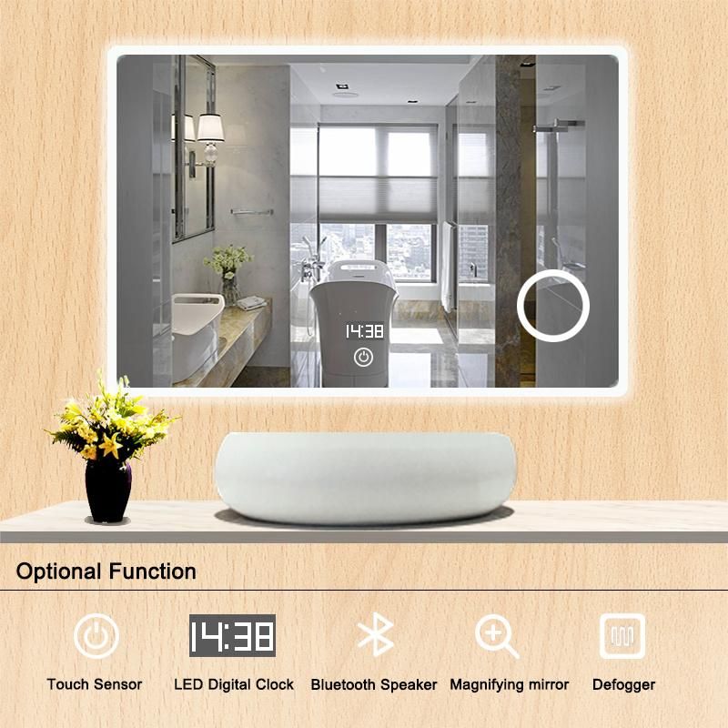 LED Illuminate Magnify Bathroom Mirror with Anti-Fog & Dimmer Wall Mounted for Home Hotel Decoration Lighted Mirror