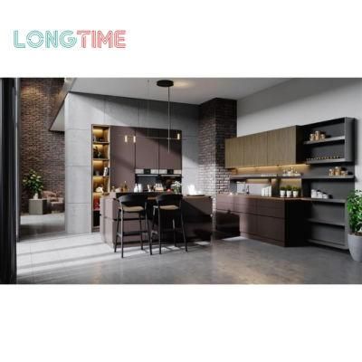 China Prefabricated Tall Pantry Modern High End Complete PETG Finish Kitchen Cabinet