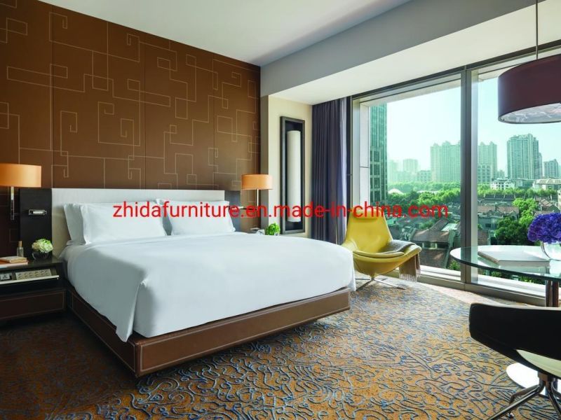 Modern Hilton Holiday Inn Hotel Design Apartment Furniture Living Room Bedroom Wooden King Size Bed with Leisure Fabric Sofa
