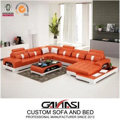 New Modern Living Room Luxury Leather Sofa with Chaise