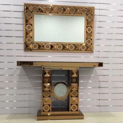 OEM Wholesale Golden Console Table Mirror Glass Entryway Furniture