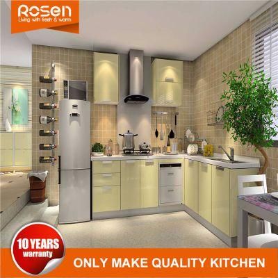 New Design Yellow Green MDF PVC Wrapped Durable Kitchen Cabinet Furniture