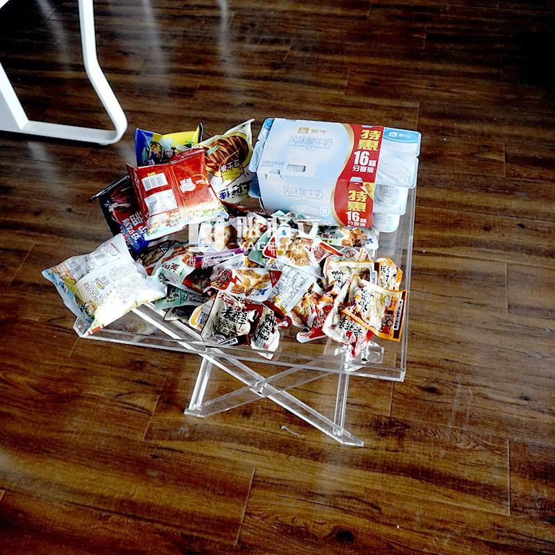 Factory Custom Clear Acrylic Folding Snack Tables with Stand Acrylic Decor Fordable Tray Table