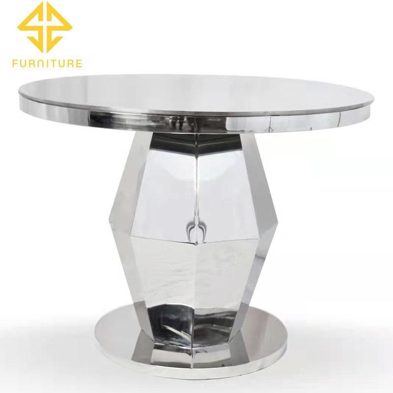 Hotel Hall 10 People Half Moon Shape Gold Stainless Steel Metal Tables and Chair