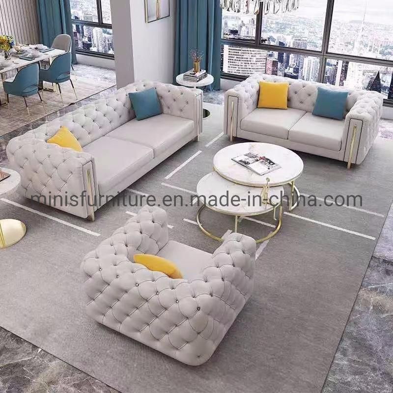 (MN-HSF15) Modern Home Living Room Furniture White Leather 1+2+3 Sofa Set