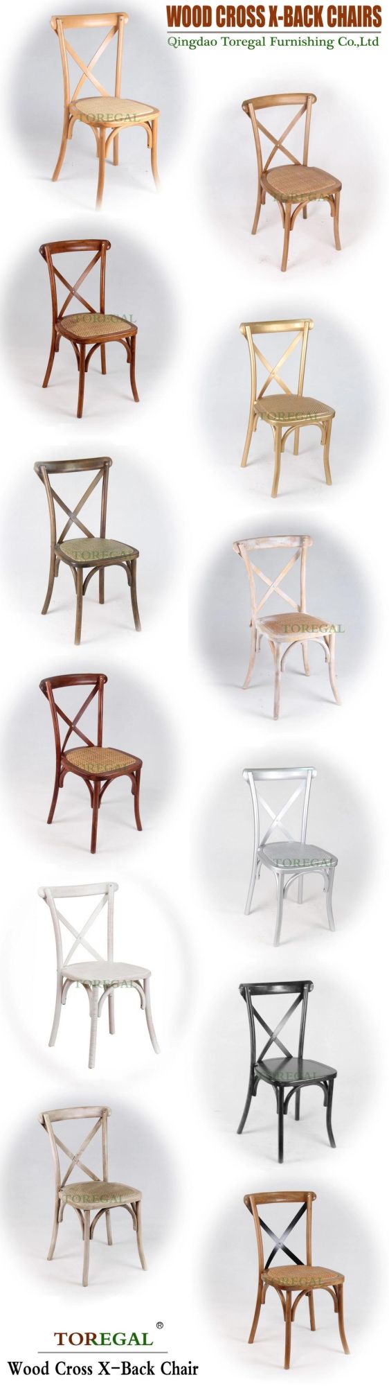 Modern Hotel Garden Furniture Wedding Rental Wood and Resin Cross Back Chair