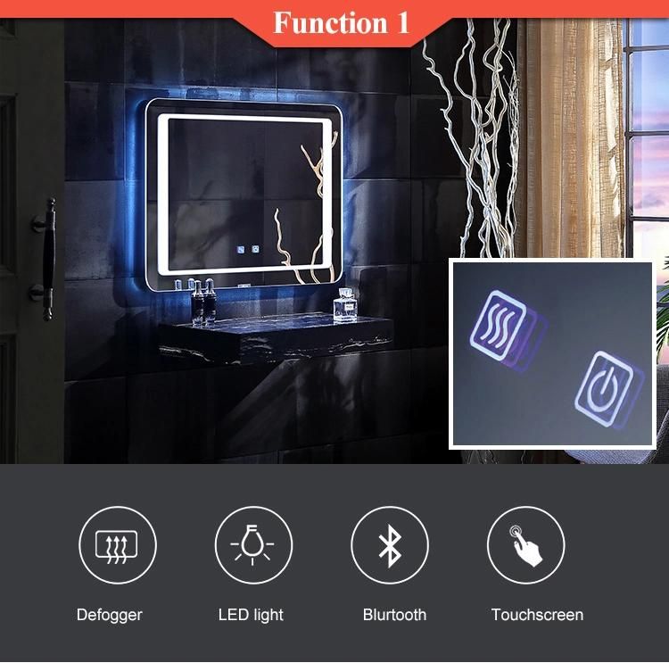 Rectangle Bathroom Makeup Screen Touch LED Light Mirror